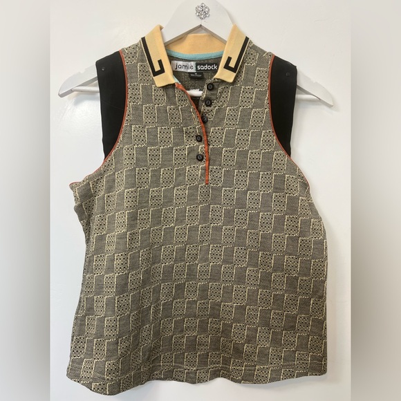 jamie sadock Tops - Jamie Sadock knit Checkered Sleeveless golf Polo size M